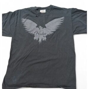 Fender Eagle Graphic Shirt Mens L Black Rock & Roll Guitar Music Tee Distressed